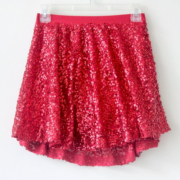 Cherokee Red Sparkle Sequin Party Mini Skirt Extra Large 14-16 - Picture 1 of 7